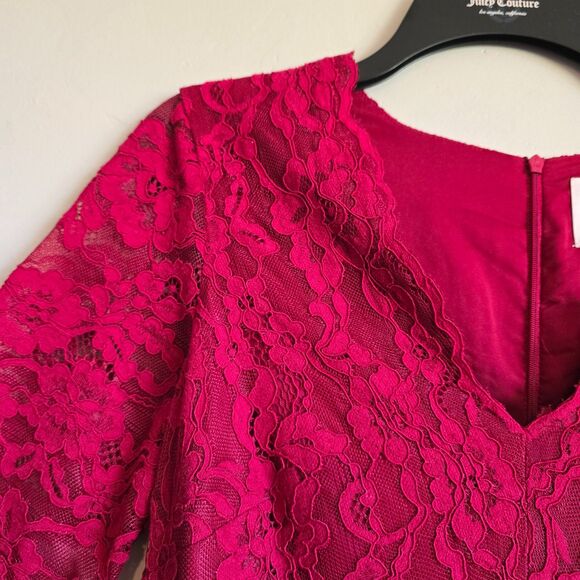 Gal Meets Glam Stella Lace Dress in Raspberry Red RARE Midi Size 6 - Picture 8 of 9